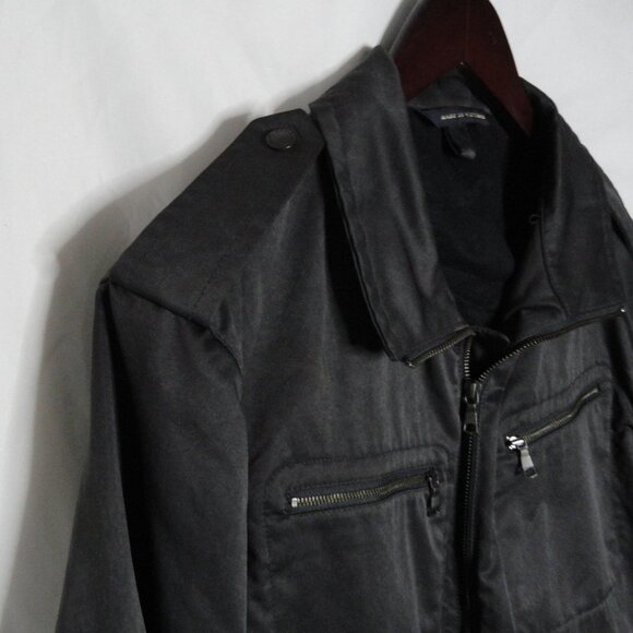 Banana Republic Jacket Moto Biker Racer Military Zipper Pockets Men's Size Large - Picture 11 of 12